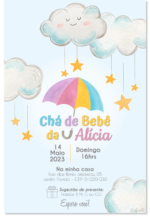 Convite digital de chá de bebê com chuva de estrelas