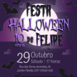 Convite digital de Halloween com lua e morcegos para festa