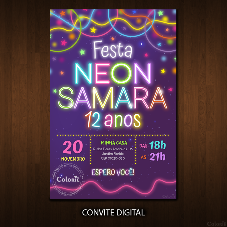 convite-infantil-neon-brilhante