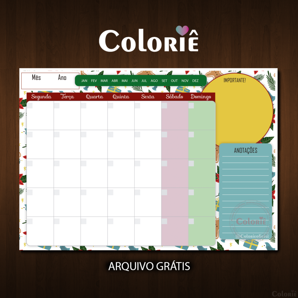 Planner Mensal Natalino Grátis