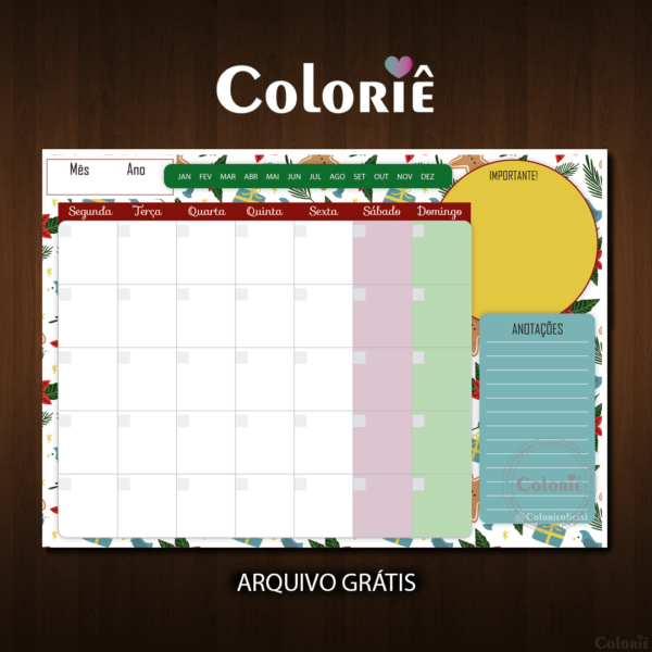 Planner Mensal Natalino Grátis