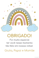 Convite Digital Arco-íris: Festa de 1 Ano Dourado + Brinde - Imagem 2
