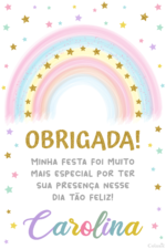 Cartão de agradecimento de arco-íris com estrelinhas coloridas