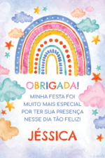 Cartão de agradecimento de arco-íris com nuvens coloridas