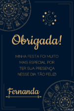 Cartão de agradecimento de astrologia com signos azul e dourado