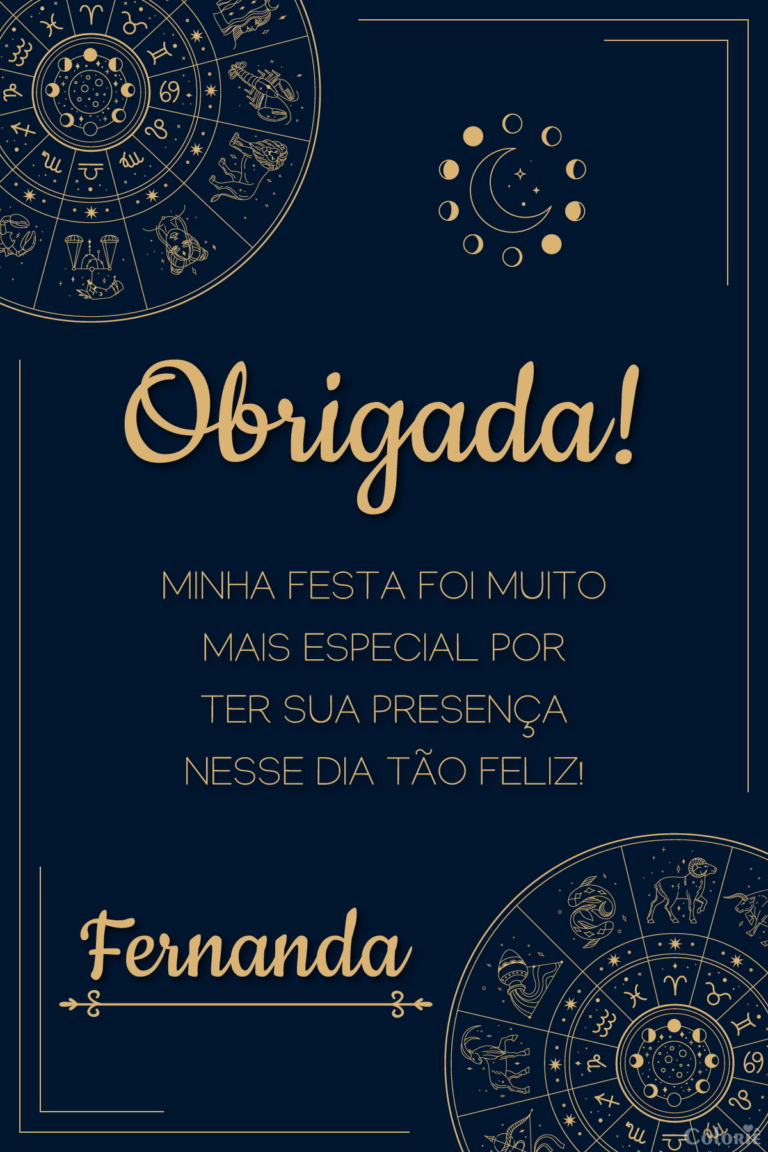 Cartão de agradecimento de astrologia com signos azul e dourado