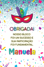 Cartão de agradecimento de carnaval com máscara e confetes