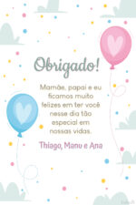 Cartão de agradecimento de chá revelação menino ou menina