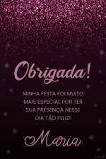 Cartão de agradecimento de aniversário de 50 anos com glitter rosa