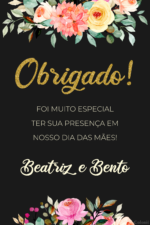 Convite Digital Dia das Mães: Preto, Flor e Dourado + Brinde - Imagem 2