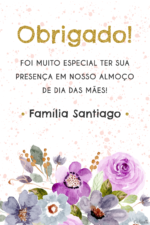 Cartão de agradecimento de Dia das Mães dourado com flor lilás