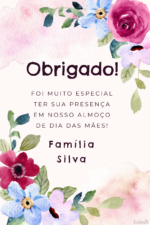 Cartão de agradecimento de Dia das Mães floral com efeito aquarela