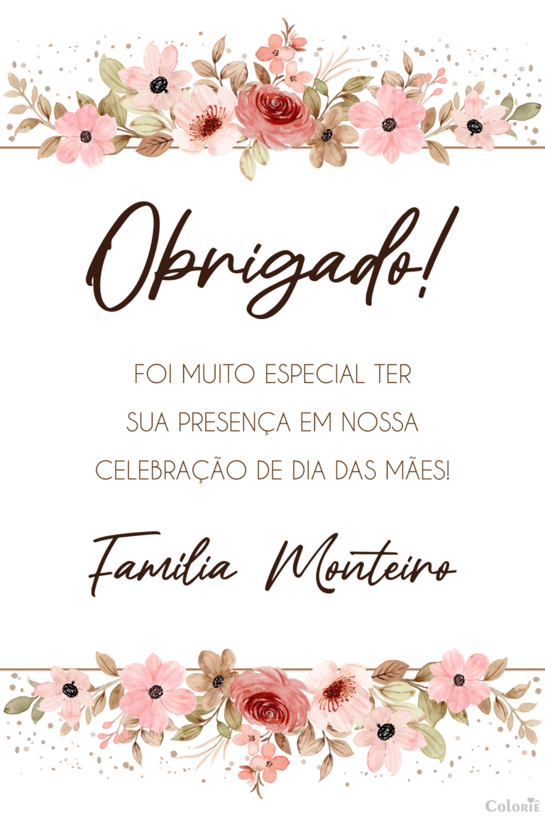Cartão de agradecimento de Dia das Mães floral minimalista