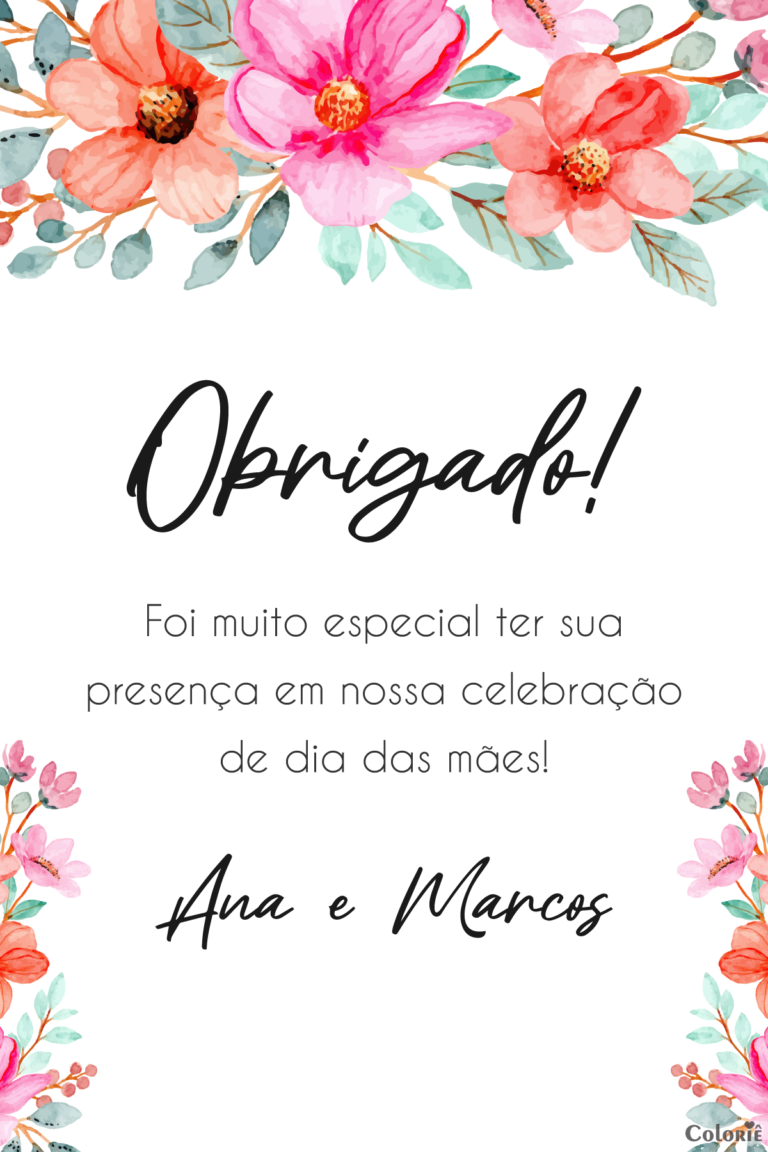 Cartão de agradecimento de Dia das Mães floral preto