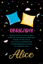 Convite Digital Pijama: Preto com Almofadas e Penas + Brinde - Imagem 2