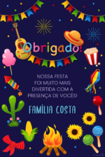 Convite Digital Festa Junina: Azul com Colorido + Brinde - Imagem 2
