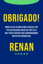 Cartão de agradecimento de futebol com camisa azul do Brasil