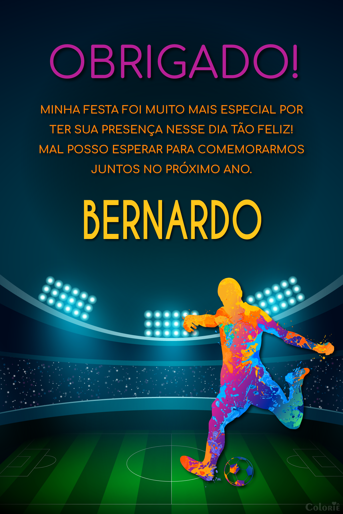 cartao-agradecimento-futebol-estadio-comemoracao Cartão de agradecimento de futebol com estádio e jogador colorido