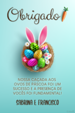 Cartão de agradecimento de Páscoa com cestinha e ovinhos coloridos