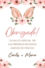 Convite Digital Páscoa: Orelhas Fofas e Flores + Brinde - Imagem 2