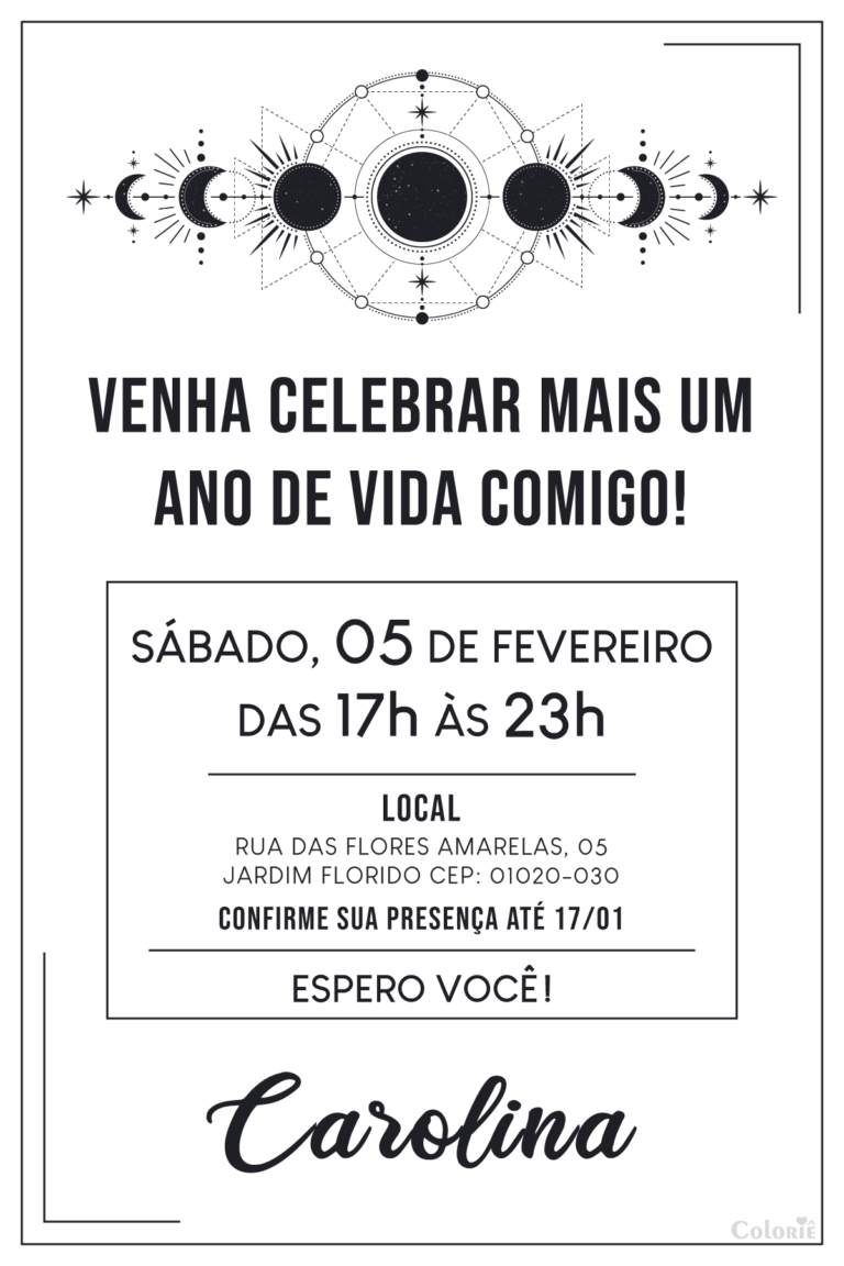 Convite digital de astrologia minimalista branco