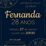 Convite digital de astrologia com signos em azul e dourado