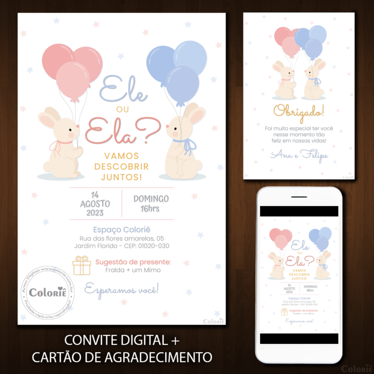 Convite Digital Chá Revelação