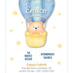 Convite digital de chá de bebê com urso no balão