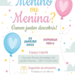 Convite digital de chá revelação menino ou menina
