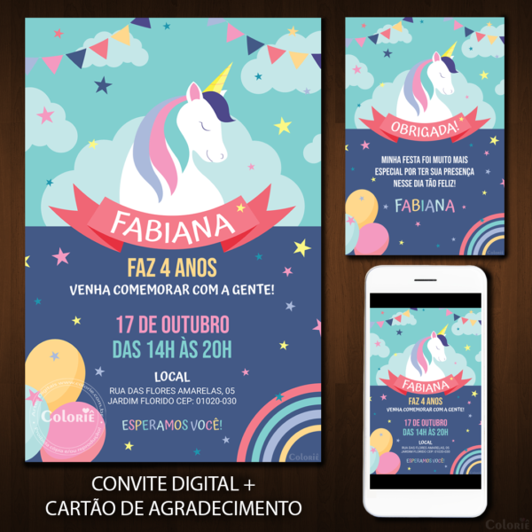 Convite Digital Unicórnio