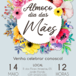 Convite digital de Dia das Mães azul, preto e floral