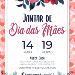 Convite digital de Dia das Mães com corações e flores