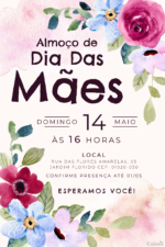 Convite digital de Dia das Mães floral com efeito aquarela