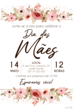 Convite digital de Dia das Mães floral minimalista