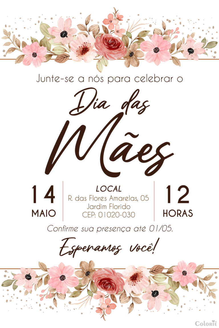 Convite digital de Dia das Mães floral minimalista