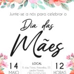 Convite digital de Dia das Mães floral preto para comemoração