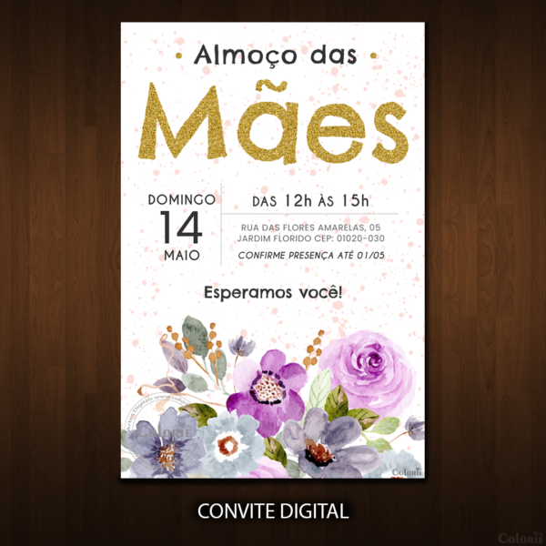 convite-digital-com-glitter-e-flores-roxas-dia-das-mães