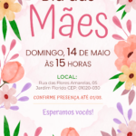 Convite digital de Dia das Mães com flores salmão e rosa
