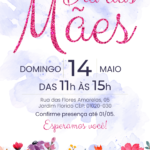 Convite digital de Dia das Mães com glitter pink e flores
