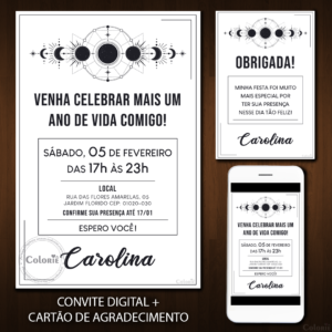 Convite Digital Astrologia: Minimalista Branco + Brinde