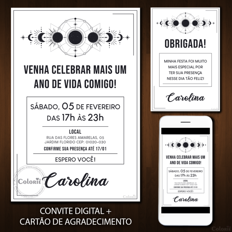 Convite Digital Astrologia: Minimalista Branco + Brinde