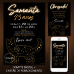 Convite Digital Astrologia: Gato Preto Constelação + Brinde