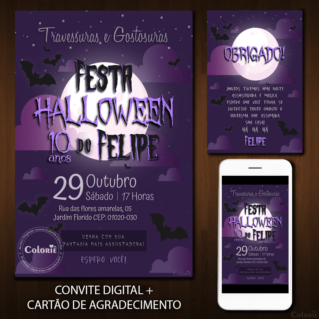 Criar convite de Halloween online grátis