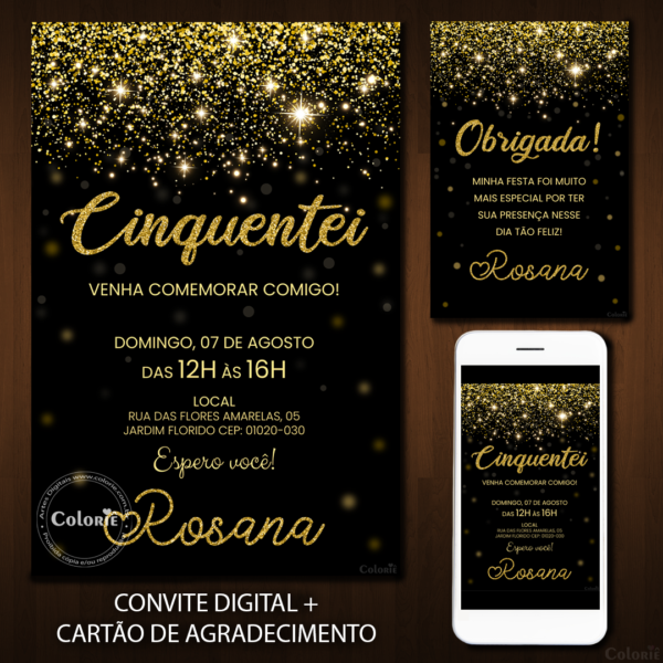 Convite Digital Glitter