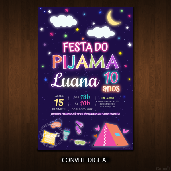 convite-neon-com-estrelas-e-barraca