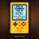 Convite Digital Vídeo Game: Mini Game Amarelo + Brinde - Imagem 2