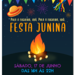 Convite digital de festa junina com fogueira à noite