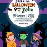 Convite digital de Halloween com pessoas fantasiadas para festa