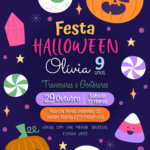 Convite digital de Halloween com doces para festa temática