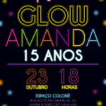 Convite digital neon para aniversário de 15 anos com efeito glow